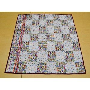 Handmade Flannel Patchwork Baby Quilt ABC's & Numbers with Solid Maroon Backing